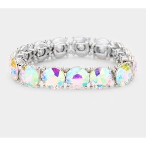 Bracelet round crystal glass stone stretch bracelet